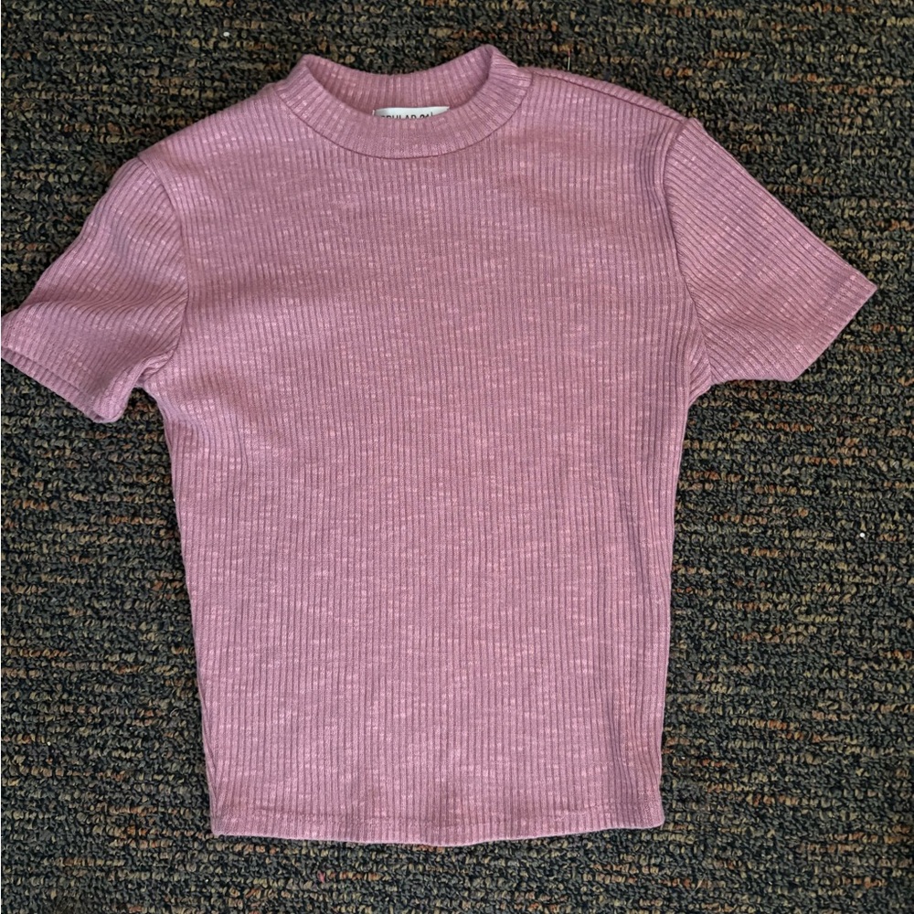 Pink Ribbed Women's Top - Picture 3 of 6
